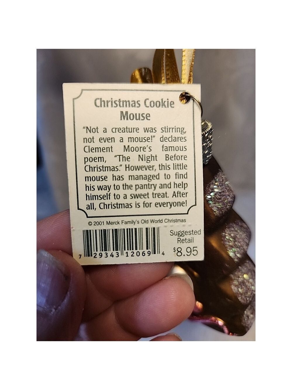 Old World Christmas Cookie Mouse Ornament 2001 - Picture 6 of 9